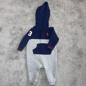 Ralph Lauren Hoodie Sweatshirt Romper One Piece Size 6M
